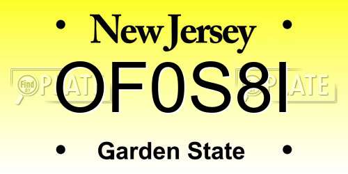 OF0S8I New Jersey License Plate