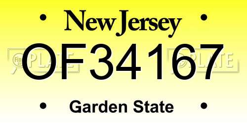OF34167 New Jersey License Plate