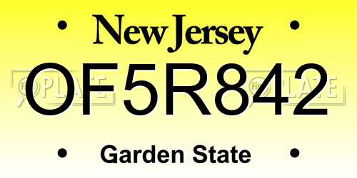 OF5R842 New Jersey License Plate