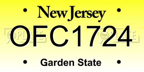 OFC1724 New Jersey License Plate