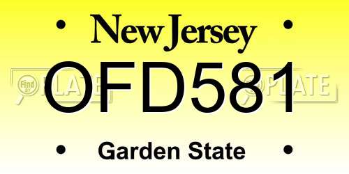OFD581 New Jersey License Plate