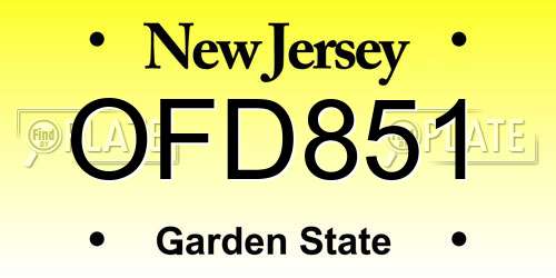 OFD851 New Jersey License Plate