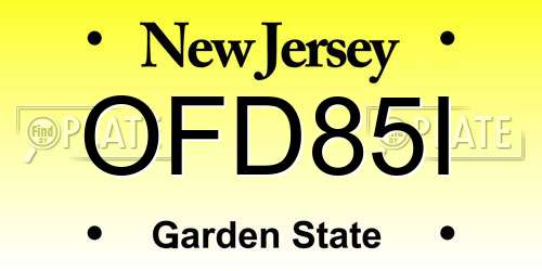 OFD85I New Jersey License Plate
