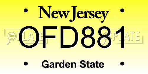 OFD881 New Jersey License Plate