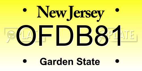 OFDB81 New Jersey License Plate