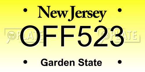 OFF523 New Jersey License Plate