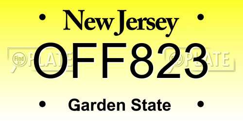 OFF823 New Jersey License Plate