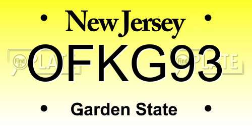 OFKG93 New Jersey License Plate