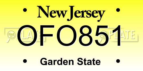 OFO851 New Jersey License Plate