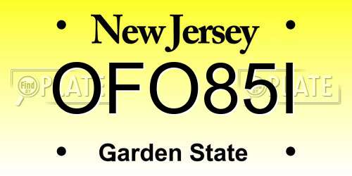OFO85I New Jersey License Plate