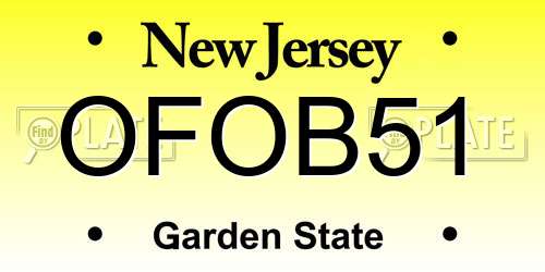 OFOB51 New Jersey License Plate