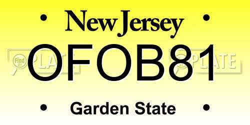 OFOB81 New Jersey License Plate