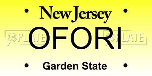 OFORI New Jersey License Plate