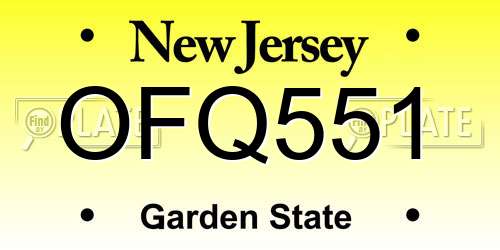 OFQ551 New Jersey License Plate