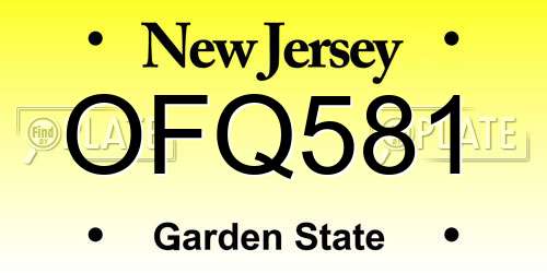OFQ581 New Jersey License Plate