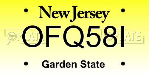 OFQ58I New Jersey License Plate