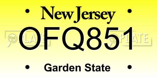 OFQ851 New Jersey License Plate
