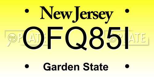 OFQ85I New Jersey License Plate