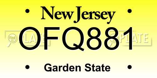 OFQ881 New Jersey License Plate