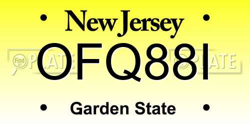 OFQ88I New Jersey License Plate