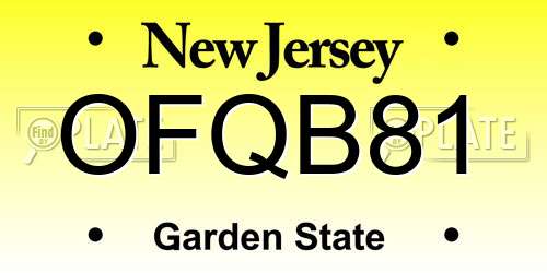 OFQB81 New Jersey License Plate