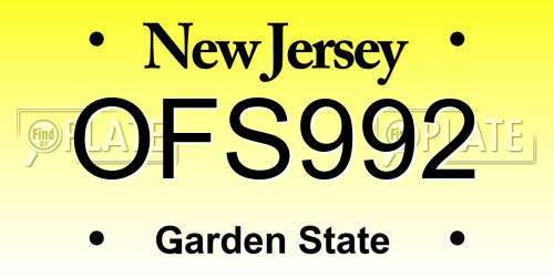 OFS992 New Jersey License Plate