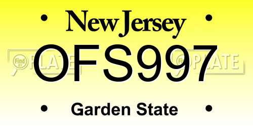 OFS997 New Jersey License Plate