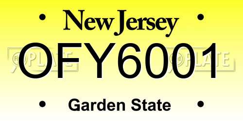 OFY6001 New Jersey License Plate
