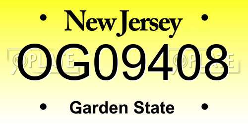 OG09408 New Jersey License Plate