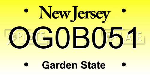 OG0B051 New Jersey License Plate