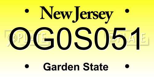 OG0S051 New Jersey License Plate