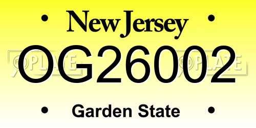 OG26002 New Jersey License Plate