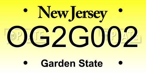 OG2G002 New Jersey License Plate