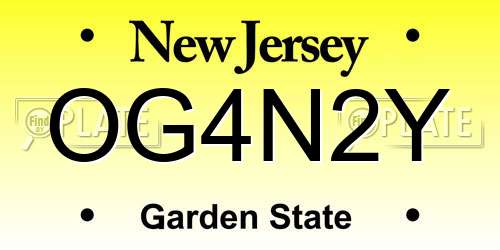 OG4N2Y New Jersey License Plate
