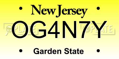 OG4N7Y New Jersey License Plate