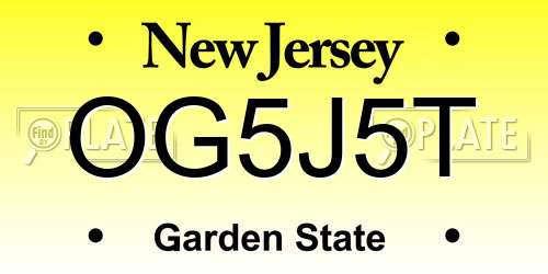 OG5J5T New Jersey License Plate