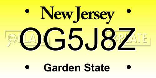 OG5J8Z New Jersey License Plate