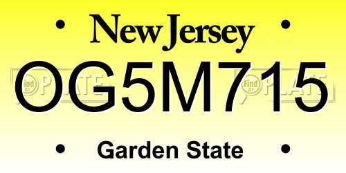 OG5M715 New Jersey License Plate