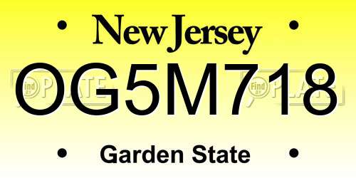 OG5M718 New Jersey License Plate