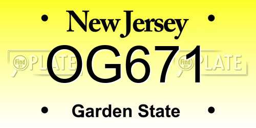 OG671 New Jersey License Plate