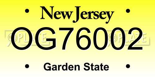 OG76002 New Jersey License Plate