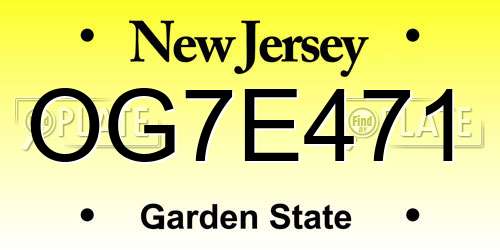 OG7E471 New Jersey License Plate