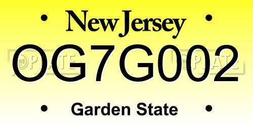 OG7G002 New Jersey License Plate