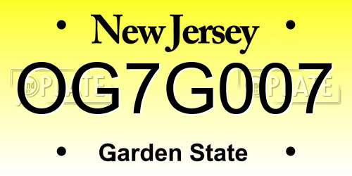 OG7G007 New Jersey License Plate