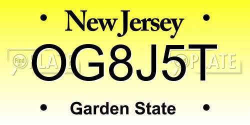 OG8J5T New Jersey License Plate