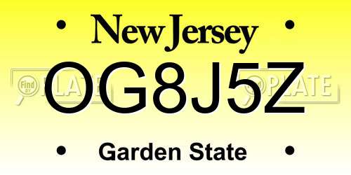 OG8J5Z New Jersey License Plate