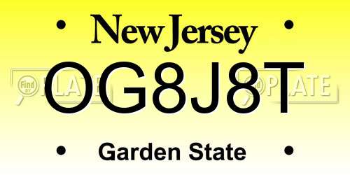 OG8J8T New Jersey License Plate