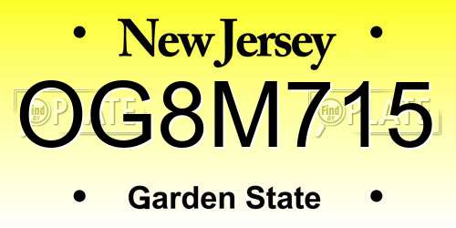OG8M715 New Jersey License Plate