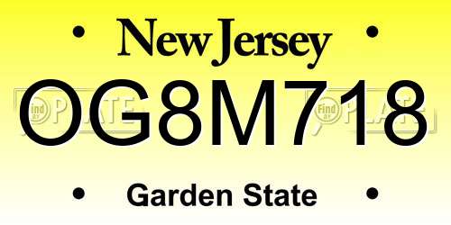 OG8M718 New Jersey License Plate