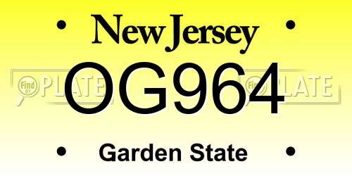 OG964 New Jersey License Plate
